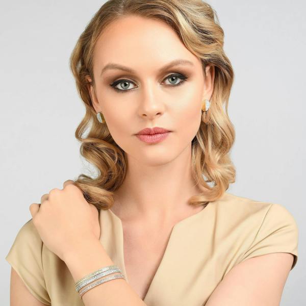 Paragon Cuff Bangle with Cubic Zirconia - namana.london