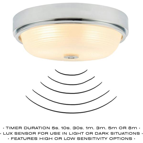 Sensor IP44 Bathroom Ceiling Light in Chrome with Multi Functions Image 3