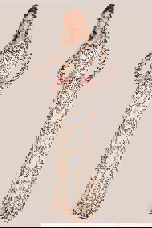 Sequin Cowl Back Maxi -  Cream DR3420