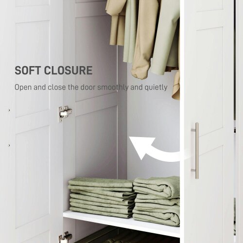 Wyld Haus Coravello Wooden White 2 Door Wardrobe With Hanging Rail and Shelf