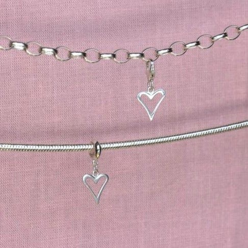 Sterling Silver Open Heart Charm - MYLEE London