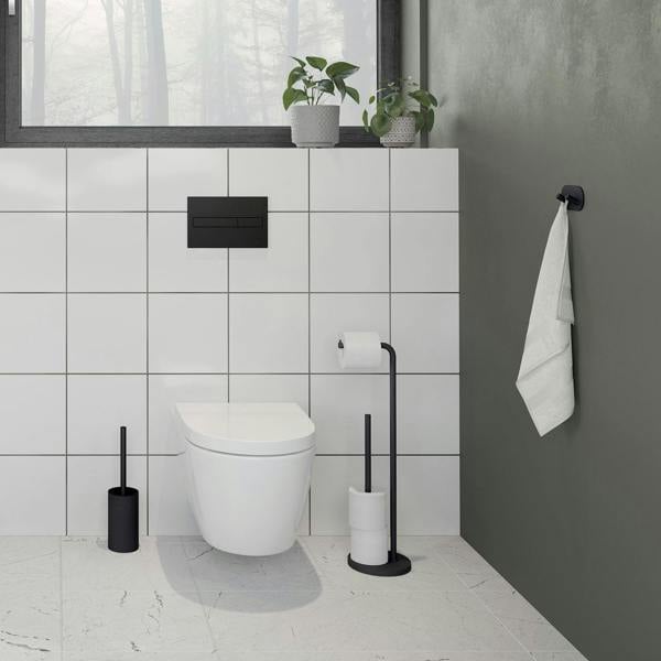 BESLAGSBODEN Black Steel Freestanding Toilet Brush and Holder