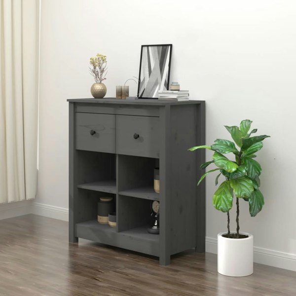Berkfield Sideboard Grey 70x35x80 cm Solid Wood Pine