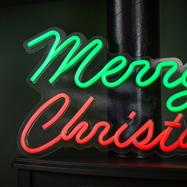 Samuel Alexander 50cm Light up Merry Christmas Neon Flex Sign in Green and Red