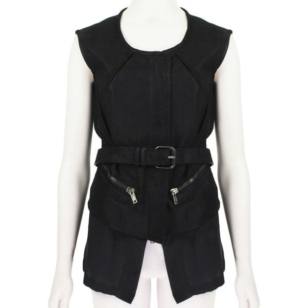 A Haider Ackerman luxury matt black leather waistcoat