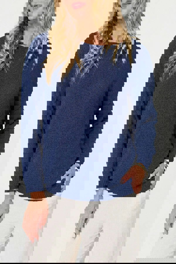 Navy | Relaxed Long Sleeve Drop Shoulder Jumper
