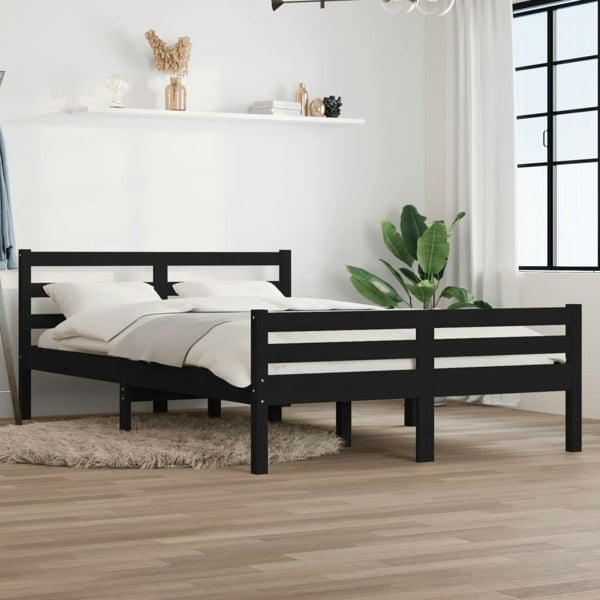 Berkfield Bed Frame Black Solid Wood 120x200 cm