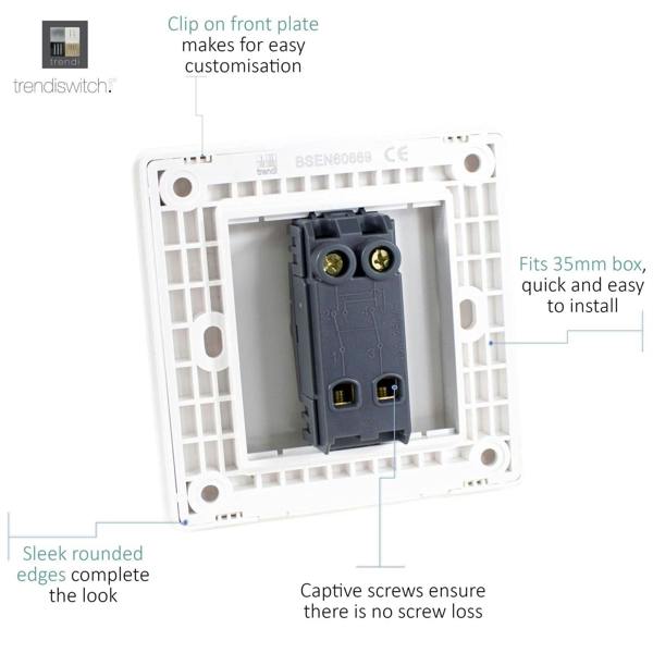 Trendi Switch 1 Gang Intermediate Rocker Light Switch in Light Grey
