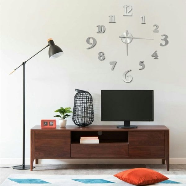 Berkfield 3D Wall Clock Modern Design Silver 100 cm XXL