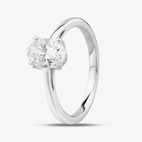 T. H. Baker 14ct White Gold Certificated Lab Grown 1.00ct Oval-Cut Diamond Solitaire Ring TH058402R