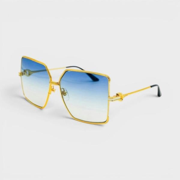 Casablanca Stainless Steel Square Sunglasses Gold Silver Midnight Blue Gradient