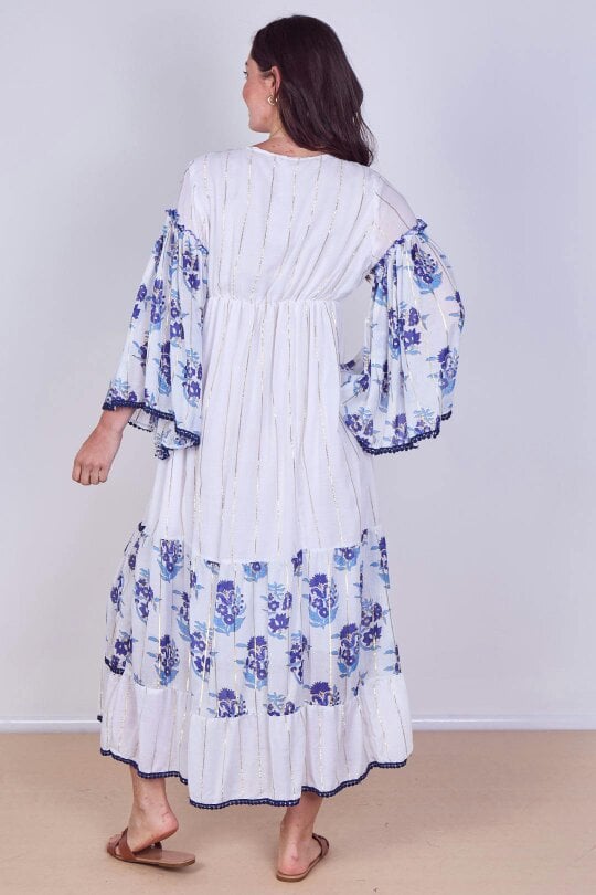 Bohemian Tiered Maxi Dress – Flowy Viscose Elegance