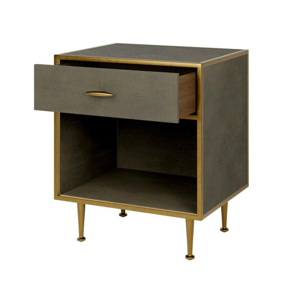 Wyld Haus Verona Taupe Shagreen and Gold Bedside Table
