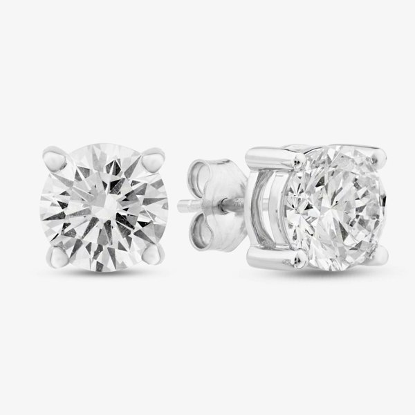 T. H. Baker 9ct White Gold 3.00ct Certified Lab Grown Brilliant Cut Diamond Stud Earrings LGE2534-300AP (WG)