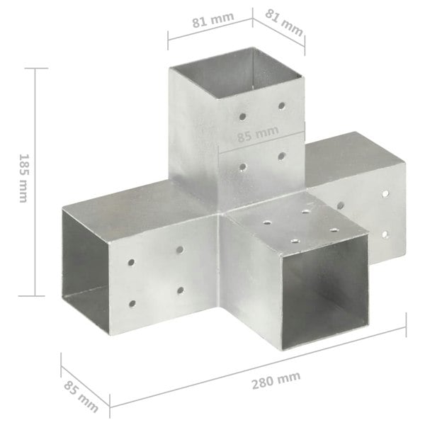 Berkfield Post Connector X Shape Galvanised Metal 81x81 mm