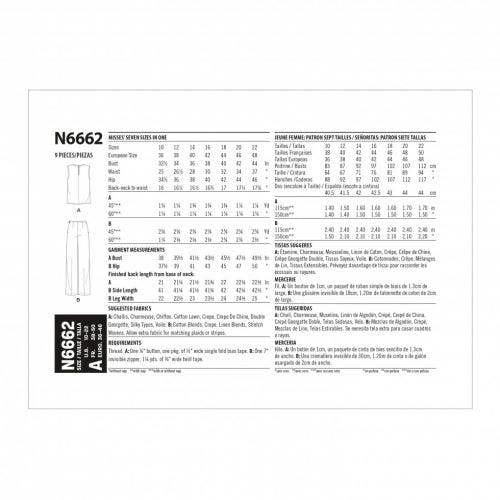 New Look Sewing Pattern 6662, Tops, Trousers for Women, A (10-12-14-16-18-20-22) - Easy