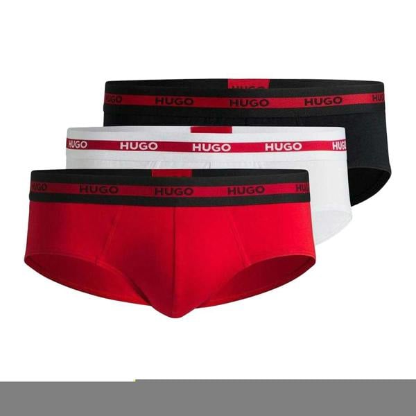 Hugo Mens Low Rise Briefs (Pack of 4) - Red/Black/White - 