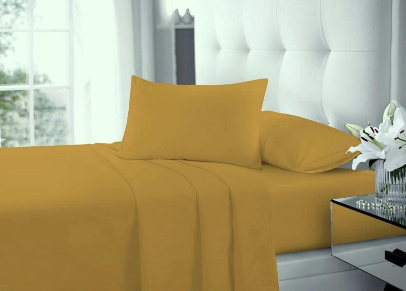 Night Zone Polycotton Flat Sheet – Soft Easy Care Bed Linen for Everyday Use - Mustard