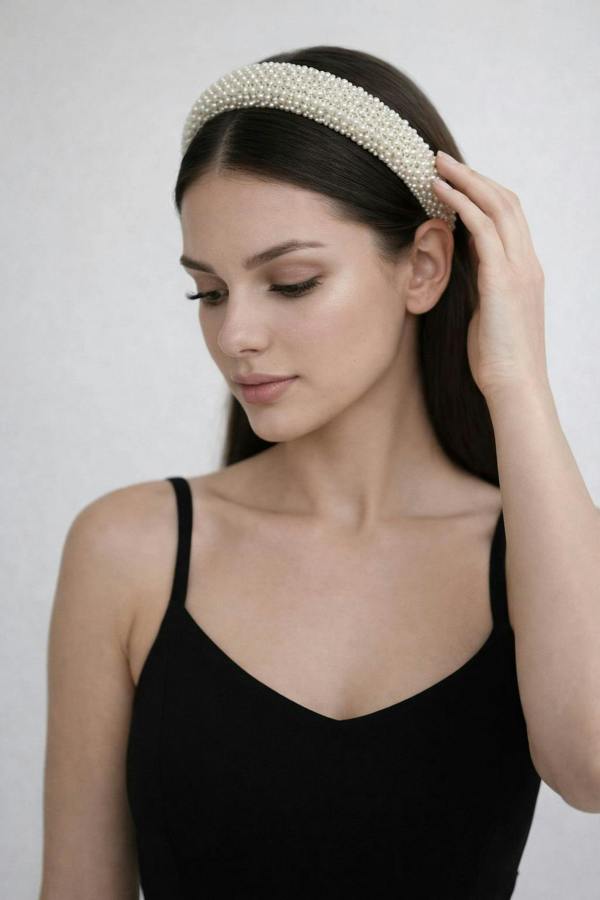 SVNX Ivory Pearls and Rhinestone Headband