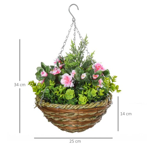 Wyld Haus Fifi Set Of 2 Hanging Artificial Lisianthus Flower Displays In Pink And Green