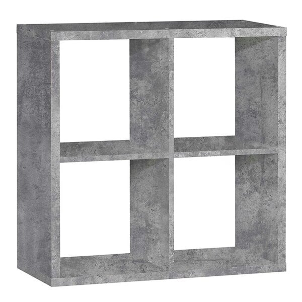 Wyld Haus Driftstone Concrete Effect Grey Wood 4 Cube Bookshelf Storage Unit