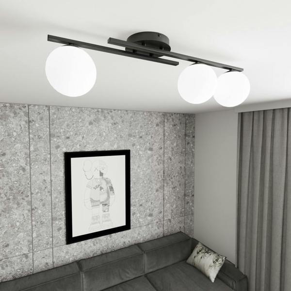 Emibig KAIRO Ceiling lamp 3 x E14 Black with White Shade