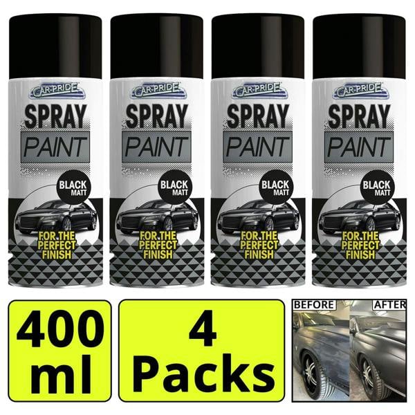 Carpride 4X Matt Black Car Spray Paint 400ml
