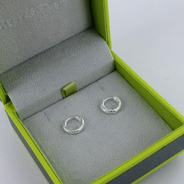 Sterling Silver Small Textured Hoop Earring - Reeves & Reeves