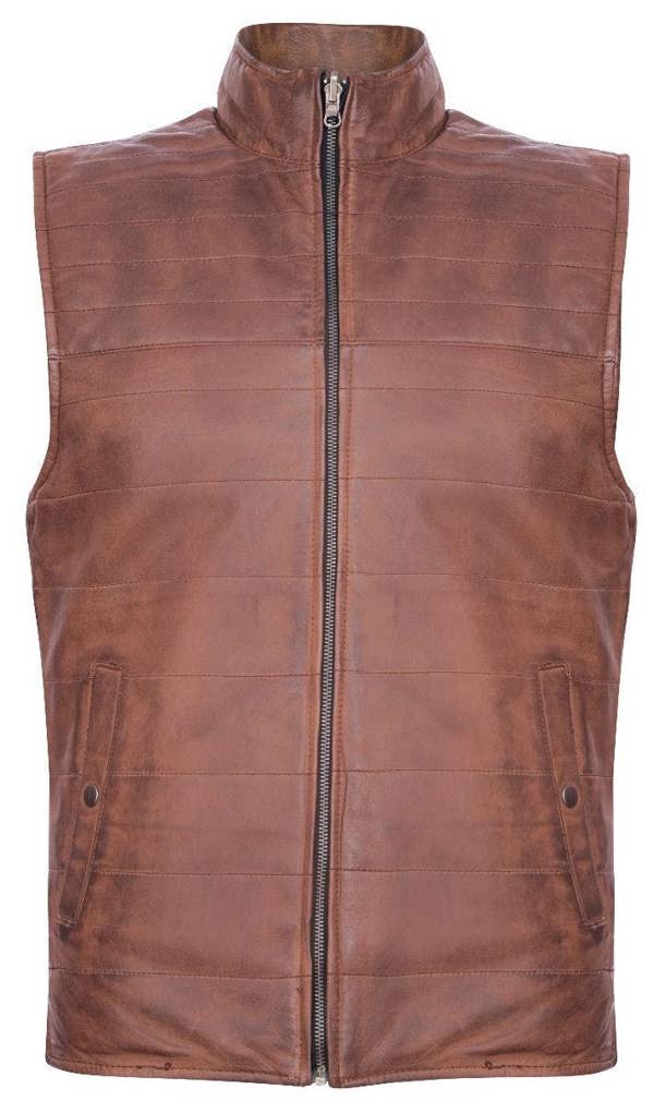 Infinity Leather Mens Reversible Black and Brown Leather Gilet-Preston