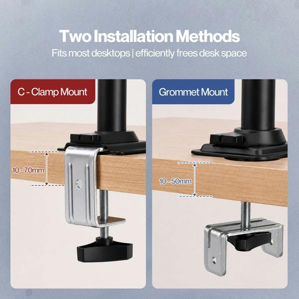 Levede Single Monitor Arm Adjustable Desk Mount with Cable Management Black
