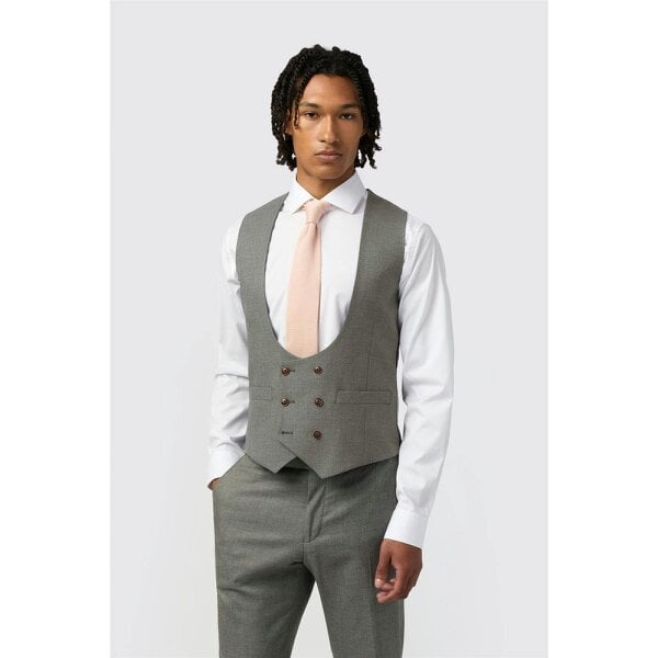 Antique Rogue Grey Texture Double Breasted Stretch Waistcoat