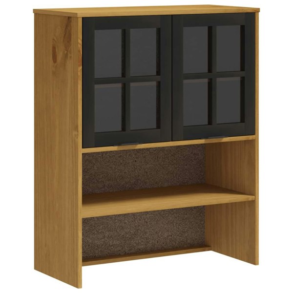 Berkfield Highboard with Glass Doors FLAM 80x40x180 cm Solid Wood Pine