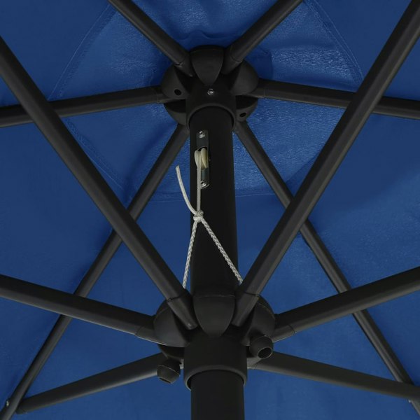 Berkfield Parasol with LED Lights and Aluminium Pole 270 cm Azure Blue