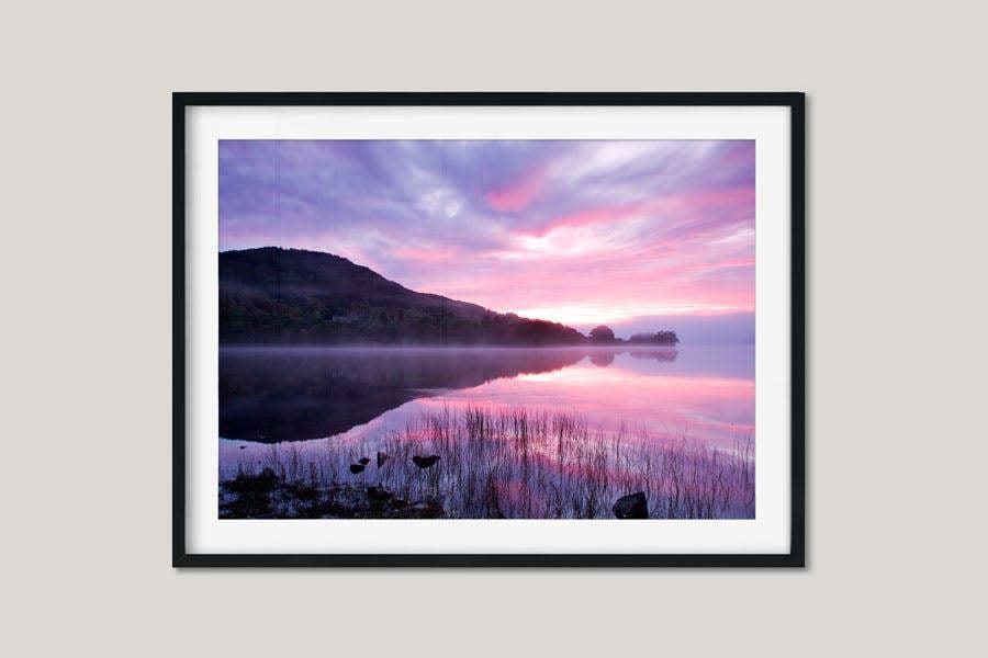 purple wall art of peaceful landscape scene