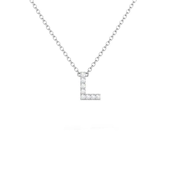 Say It With Dainty CZ Block Initial Necklace - Sterling Silver