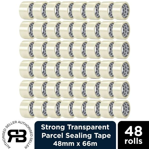 RexBrown Packing Tape 48mm x 66m Clear Brown Fragile Parcel Box Tape 12, 24 or  48 Rolls