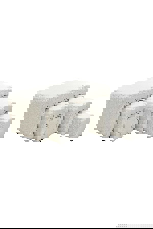 Living and Home White Upholstered Teddy Fleece Ottoman Bench Set