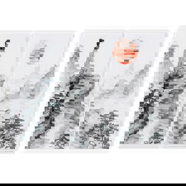 Modern Artwork For Living Room | Set of 2 Asian Inspired Wall art Prints