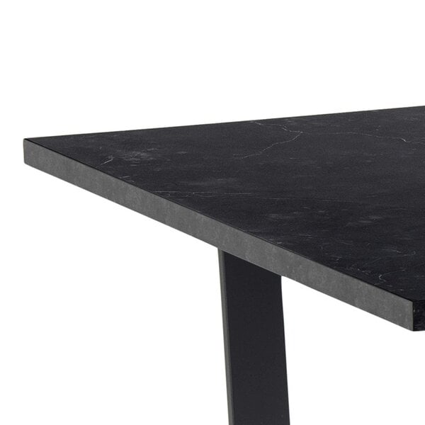 Wyld Haus Stovring Black Marble Effect Dining Table Black Legs