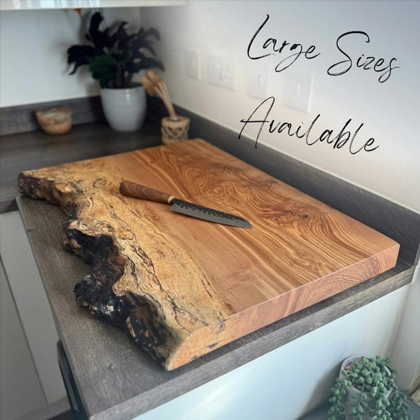 Giraffes & Craftz RARE Live Edge Ash Chopping Board - Unique Large Spalted Ash Cutting Board