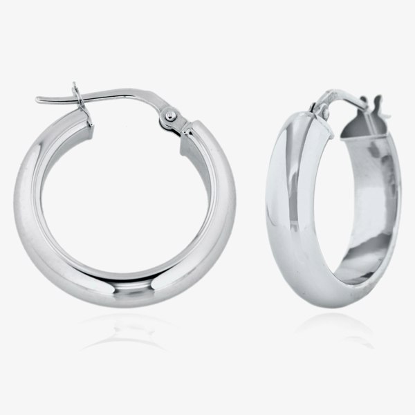 T. H. Baker 9ct White Gold 19mm Polished Hoop Earrings 5.52.7659