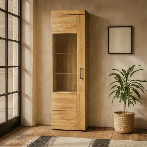Wyld Haus Cortina Tall Glazed Display Cabinet (LH) in Grandson Oak