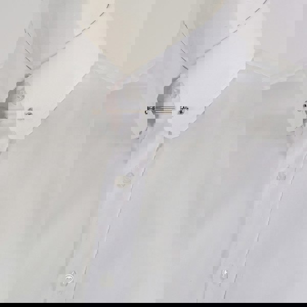 David WeJ Pin Collar Double Cuff Fine Herringbone Shirt - White