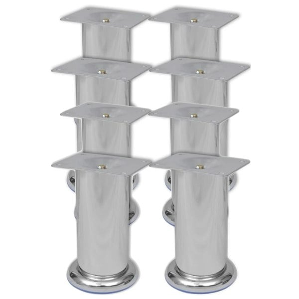 Berkfield Round Sofa Legs 8 pcs Chrome 120 mm