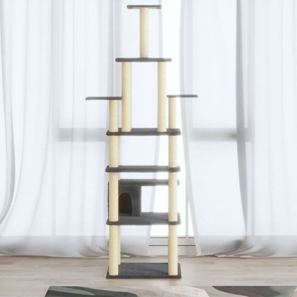 Berkfield Cat Tree with Sisal Scratching Posts Dark Grey 183 cm
