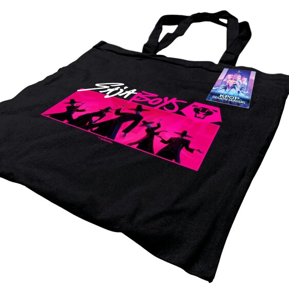 K-Pop Demon Hunters Saja Boys Tote Bag - Black/Pink