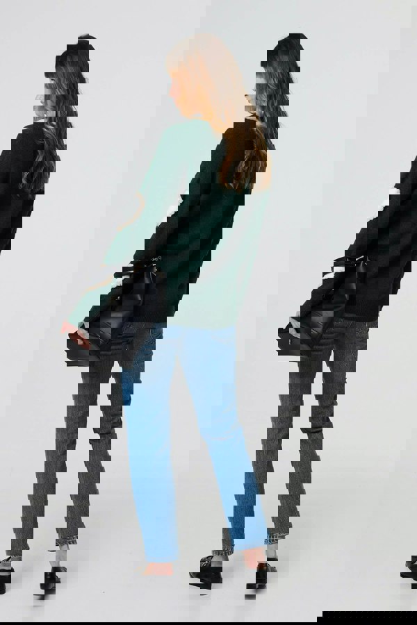 Green | Heart Embellished Slim Jumper
