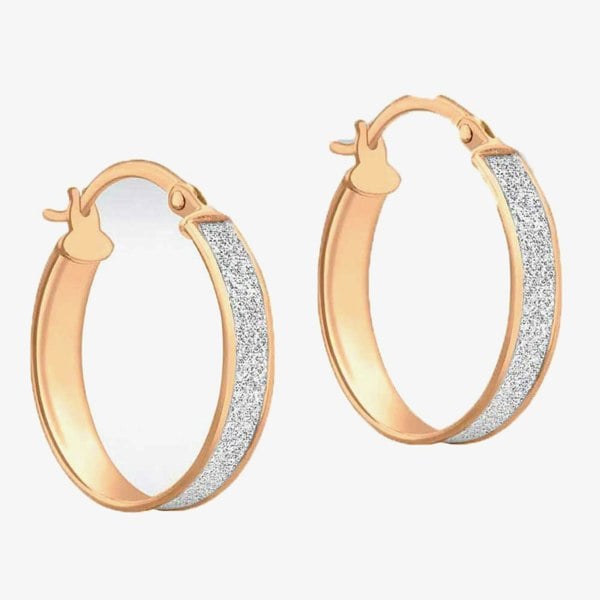 T. H. Baker 9ct Rose Gold Stardust Hoop Earrings 5.51.1019
