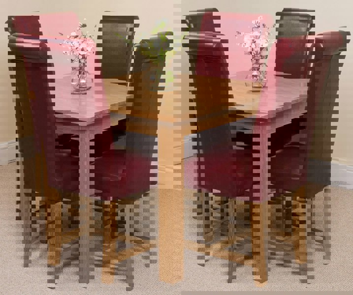 That's Furniture Oslo 90 x 90cm Small Square Oak Dining Set with Washington Leather Chairs