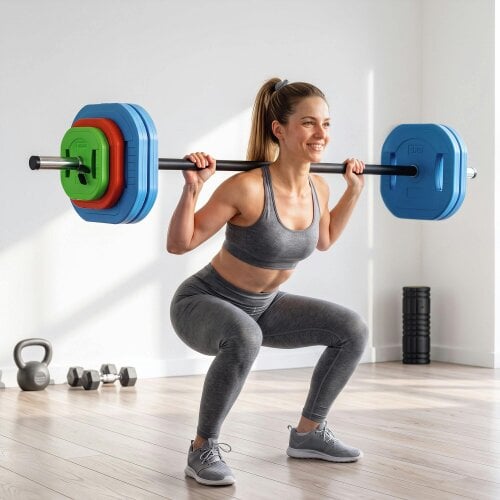 SPORTNOW 30kg Adjustable Barbell Weights Set Barbell Bar, Multicolour
